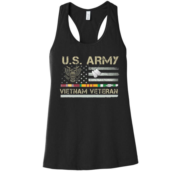 US Army Vietnam Veteran USA Flag Veteran Vietnam Army Women's Racerback Tank