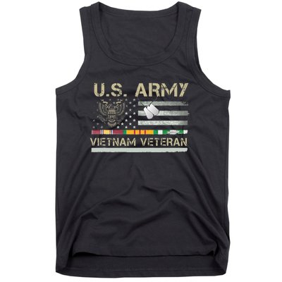 US Army Vietnam Veteran USA Flag Veteran Vietnam Army Tank Top