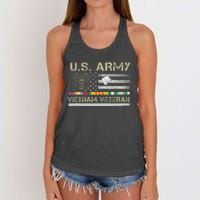 US Army Vietnam Veteran USA Flag Veteran Vietnam Army Women's Knotted Racerback Tank