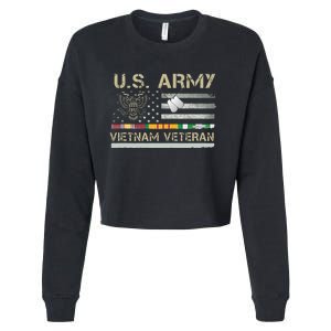 US Army Vietnam Veteran USA Flag Veteran Vietnam Army Cropped Pullover Crew