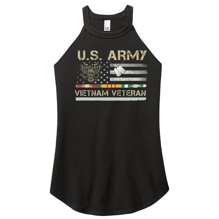 US Army Vietnam Veteran USA Flag Veteran Vietnam Army Women's Perfect Tri Rocker Tank