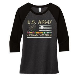 US Army Vietnam Veteran USA Flag Veteran Vietnam Army Women's Tri-Blend 3/4-Sleeve Raglan Shirt