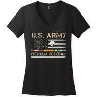 US Army Vietnam Veteran USA Flag Veteran Vietnam Army Women's V-Neck T-Shirt