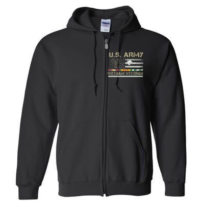 US Army Vietnam Veteran USA Flag Veteran Vietnam Army Full Zip Hoodie