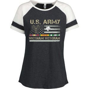 US Army Vietnam Veteran USA Flag Veteran Vietnam Army Enza Ladies Jersey Colorblock Tee