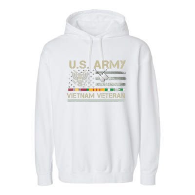 US Army Vietnam Veteran USA Flag Veteran Vietnam Army Garment-Dyed Fleece Hoodie