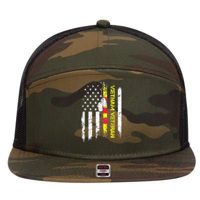 US Army Vietnam Veteran USA Flag Shirt, Veteran Vietnam Army 7 Panel Mesh Trucker Snapback Hat