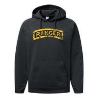 US Army Vintage Ranger Tab Performance Fleece Hoodie