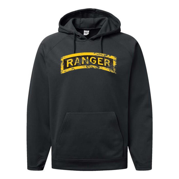 US Army Vintage Ranger Tab Performance Fleece Hoodie