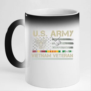 US Army Vietnam Veteran USA Flag  Veteran Vietnam Army 11oz Black Color Changing Mug