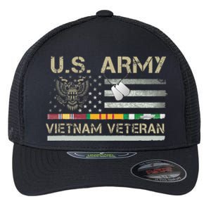 US Army Vietnam Veteran USA Flag  Veteran Vietnam Army Flexfit Unipanel Trucker Cap