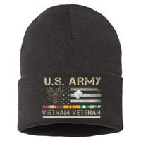 US Army Vietnam Veteran USA Flag  Veteran Vietnam Army Sustainable Knit Beanie