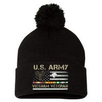 US Army Vietnam Veteran USA Flag  Veteran Vietnam Army Pom Pom 12in Knit Beanie