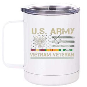 US Army Vietnam Veteran USA Flag  Veteran Vietnam Army 12 oz Stainless Steel Tumbler Cup