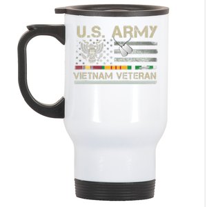 US Army Vietnam Veteran USA Flag  Veteran Vietnam Army Stainless Steel Travel Mug