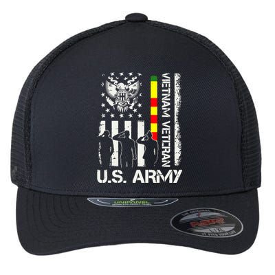 US Army Vietnam Veteran USA Flag | Veteran Vietnam Army Flexfit Unipanel Trucker Cap