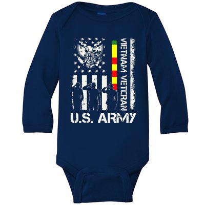 US Army Vietnam Veteran USA Flag | Veteran Vietnam Army Baby Long Sleeve Bodysuit