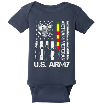 US Army Vietnam Veteran USA Flag | Veteran Vietnam Army Baby Bodysuit