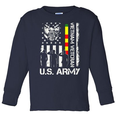 US Army Vietnam Veteran USA Flag | Veteran Vietnam Army Toddler Long Sleeve Shirt