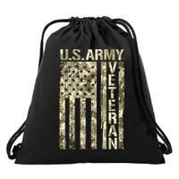 U.S. Army Veteran Camo U.S. Flag Army Veterans Drawstring Bag