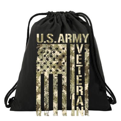 U.S. Army Veteran Camo U.S. Flag Army Veterans Drawstring Bag