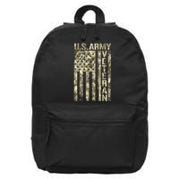 U.S. Army Veteran Camo U.S. Flag Army Veterans 16 in Basic Backpack