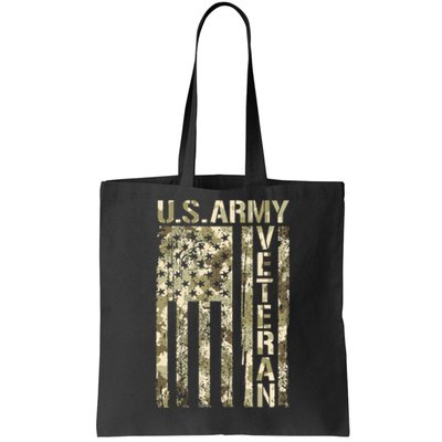 U.S. Army Veteran Camo U.S. Flag Army Veterans Tote Bag