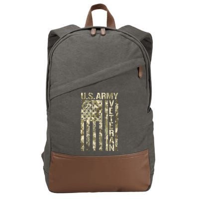 U.S. Army Veteran Camo U.S. Flag Army Veterans Cotton Canvas Backpack