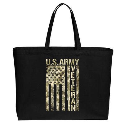 U.S. Army Veteran Camo U.S. Flag Army Veterans Cotton Canvas Jumbo Tote