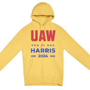 United Auto Workers For Harris 2024 Uaw Red Strike Kamala Raglan Premium Pullover Hoodie