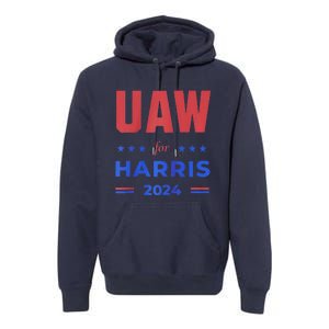 United Auto Workers For Harris 2024 Uaw Red Strike Kamala Raglan Premium Hoodie