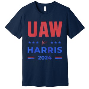 United Auto Workers For Harris 2024 Uaw Red Strike Kamala Raglan Premium T-Shirt