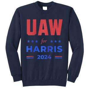 United Auto Workers For Harris 2024 Uaw Red Strike Kamala Raglan Tall Sweatshirt