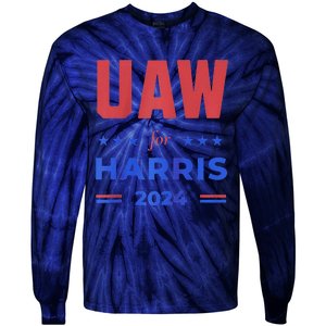 United Auto Workers For Harris 2024 Uaw Red Strike Kamala Raglan Tie-Dye Long Sleeve Shirt