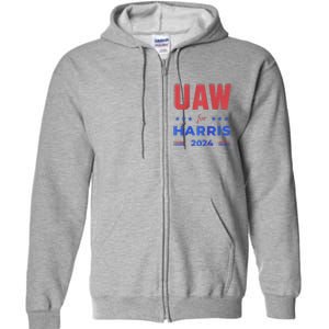 United Auto Workers For Harris 2024 Uaw Red Strike Kamala Raglan Full Zip Hoodie