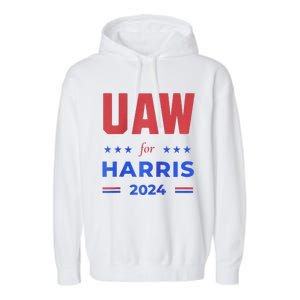 United Auto Workers For Harris 2024 Uaw Red Strike Kamala Raglan Garment-Dyed Fleece Hoodie