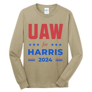 United Auto Workers For Harris 2024 Uaw Red Strike Kamala Tall Long Sleeve T-Shirt