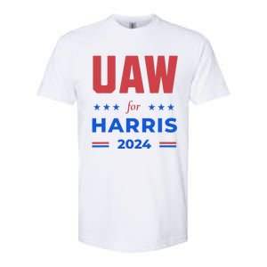 United Auto Workers For Harris 2024 Uaw Red Strike Kamala Softstyle CVC T-Shirt