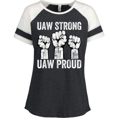 United Auto Workers UAW Strong UAW Proud UAW Strike Enza Ladies Jersey Colorblock Tee