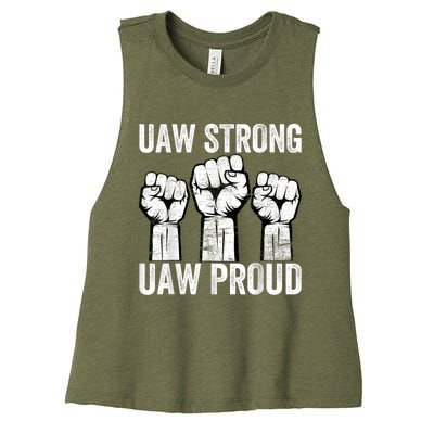 United Auto Workers UAW Strong UAW Proud UAW Strike Women's Racerback Cropped Tank