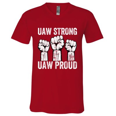 United Auto Workers UAW Strong UAW Proud UAW Strike V-Neck T-Shirt