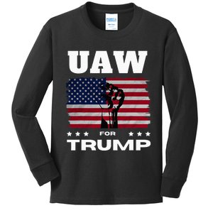 United Auto Workers For Donald Trump Uaw 2024 Election Kids Long Sleeve Shirt