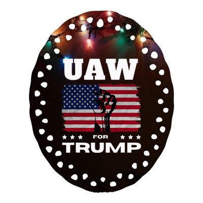 United Auto Workers For Donald Trump Uaw 2024 Election Ceramic Oval Ornament