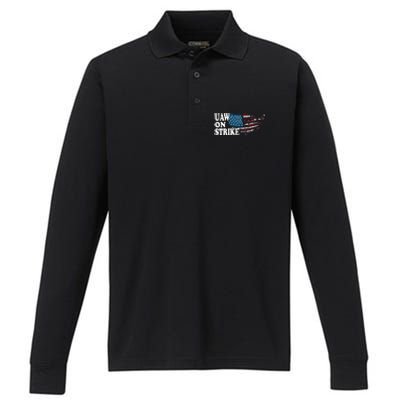 United Auto Workers Support | UAW On Strike Protest Performance Long Sleeve Polo