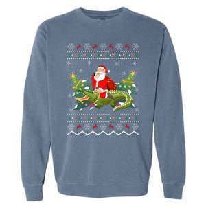 Ugly Alligator Xmas Gift Santa Riding Alligator Christmas Cool Gift Garment-Dyed Sweatshirt