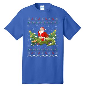 Ugly Alligator Xmas Gift Santa Riding Alligator Christmas Cool Gift Tall T-Shirt