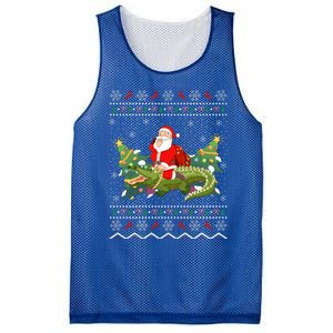 Ugly Alligator Xmas Gift Santa Riding Alligator Christmas Cool Gift Mesh Reversible Basketball Jersey Tank