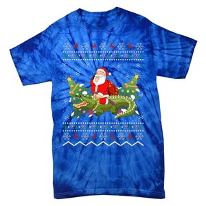 Ugly Alligator Xmas Gift Santa Riding Alligator Christmas Cool Gift Tie-Dye T-Shirt