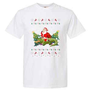 Ugly Alligator Xmas Gift Santa Riding Alligator Christmas Cool Gift Garment-Dyed Heavyweight T-Shirt