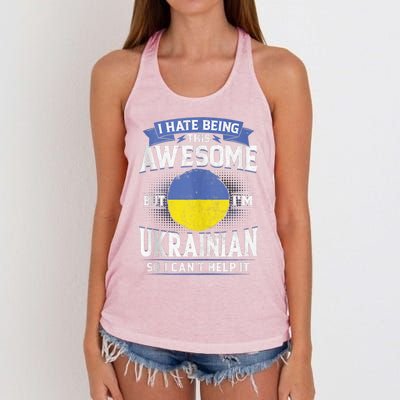 Ukraine Being Awesome Ukrainians Men & Women G Women's Knotted Racerback Tank